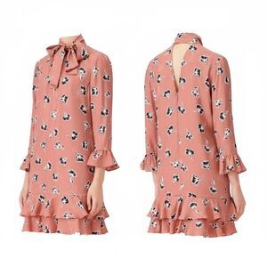 NWOT Rebecca Taylor Silk Blend Ikat Paintbrush High Neck Tie Dress Women's 4US